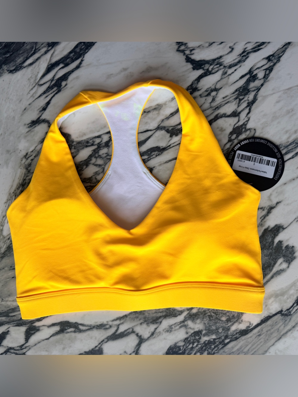 Exotica ExoticAthletica Yellow Performance Deep V Crop Top Size Small